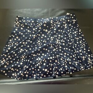 Susan Graver XL skirt flared navy white polka dot packable travel soft